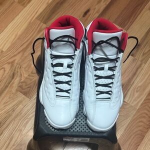 Jordan White and Red High-Top Sneakers